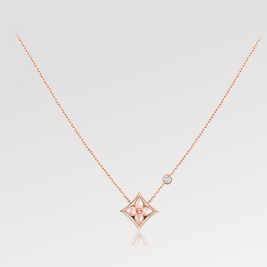[Radiant Gem]¯STAR PINK MOP 1 DIAMOND PINK GOLD NECKLACE