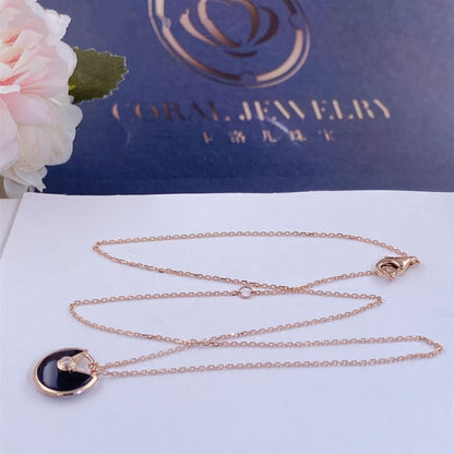 [Radiant Gem]¯AMULETTE ROSE GOLD ONYX NECKLACE