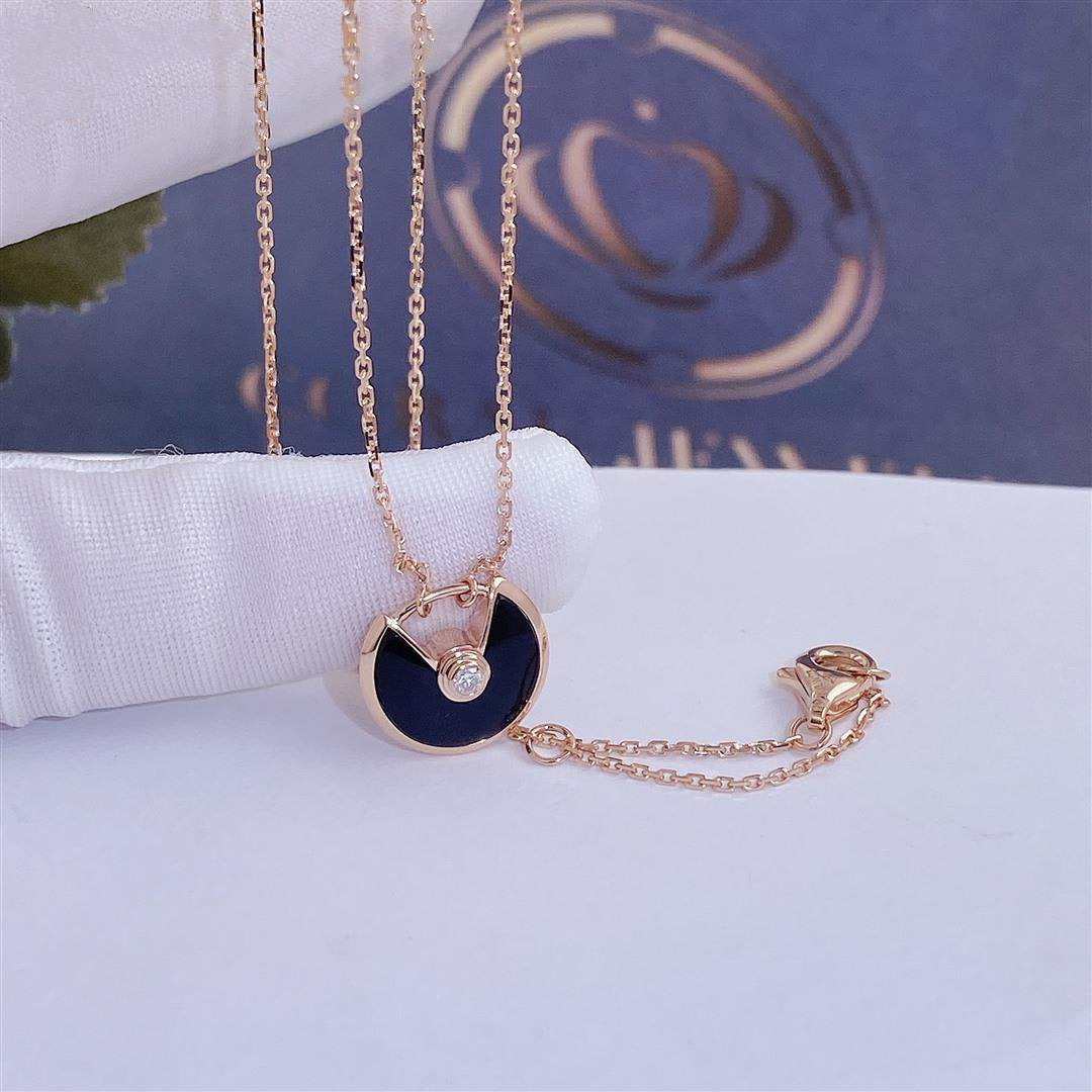 [Radiant Gem]¯AMULETTE ROSE GOLD ONYX NECKLACE