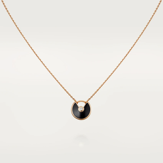 [Radiant Gem]¯AMULETTE ROSE GOLD ONYX NECKLACE