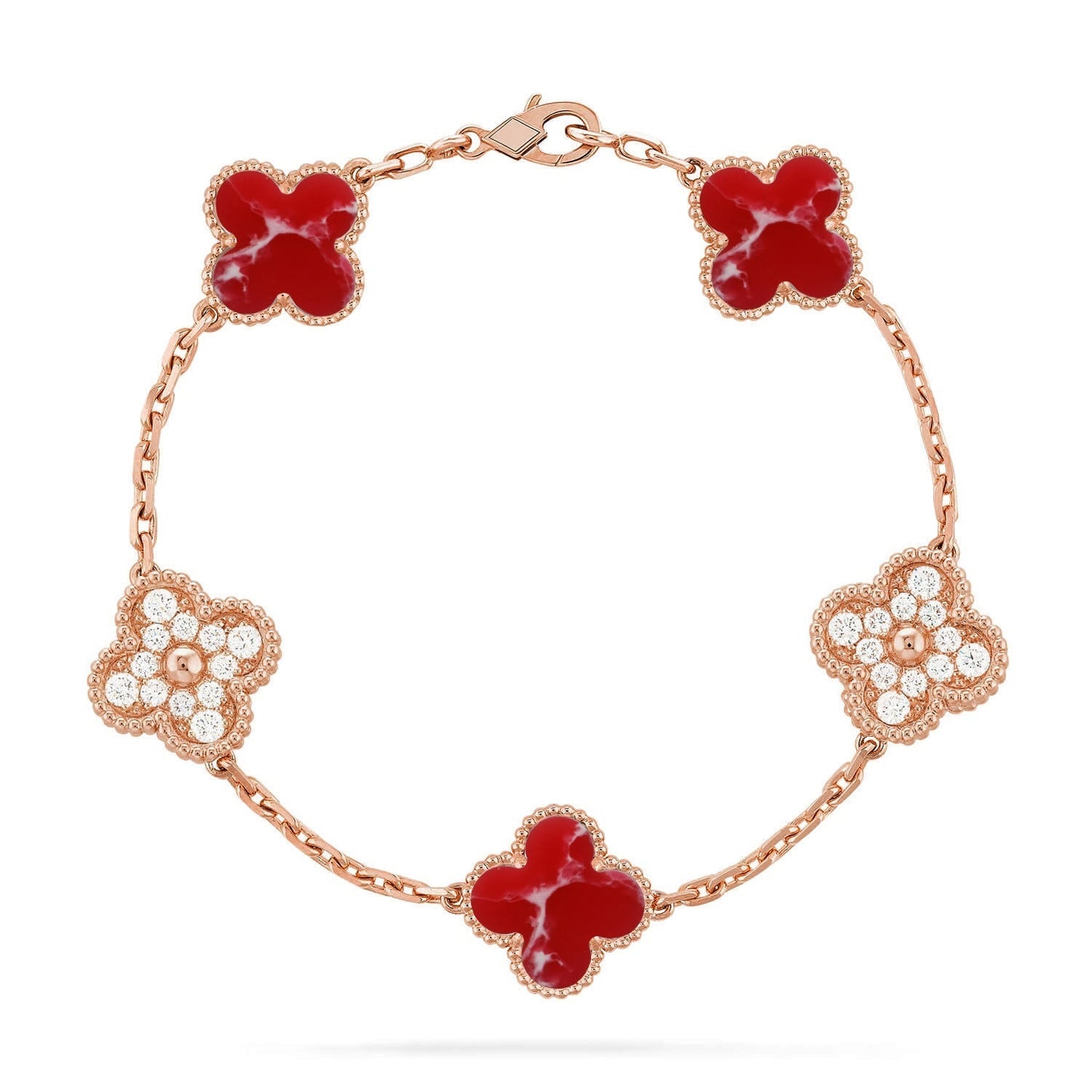 [Radiant Gem]New CLOVER 5 MOTIF RED PATTERN BRACELET COLLECTION