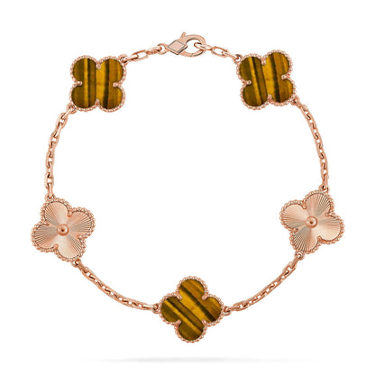 [Radiant Gem]New  CLOVER 5 MOTIFS TIGER EYE BRACELET COLLECTION