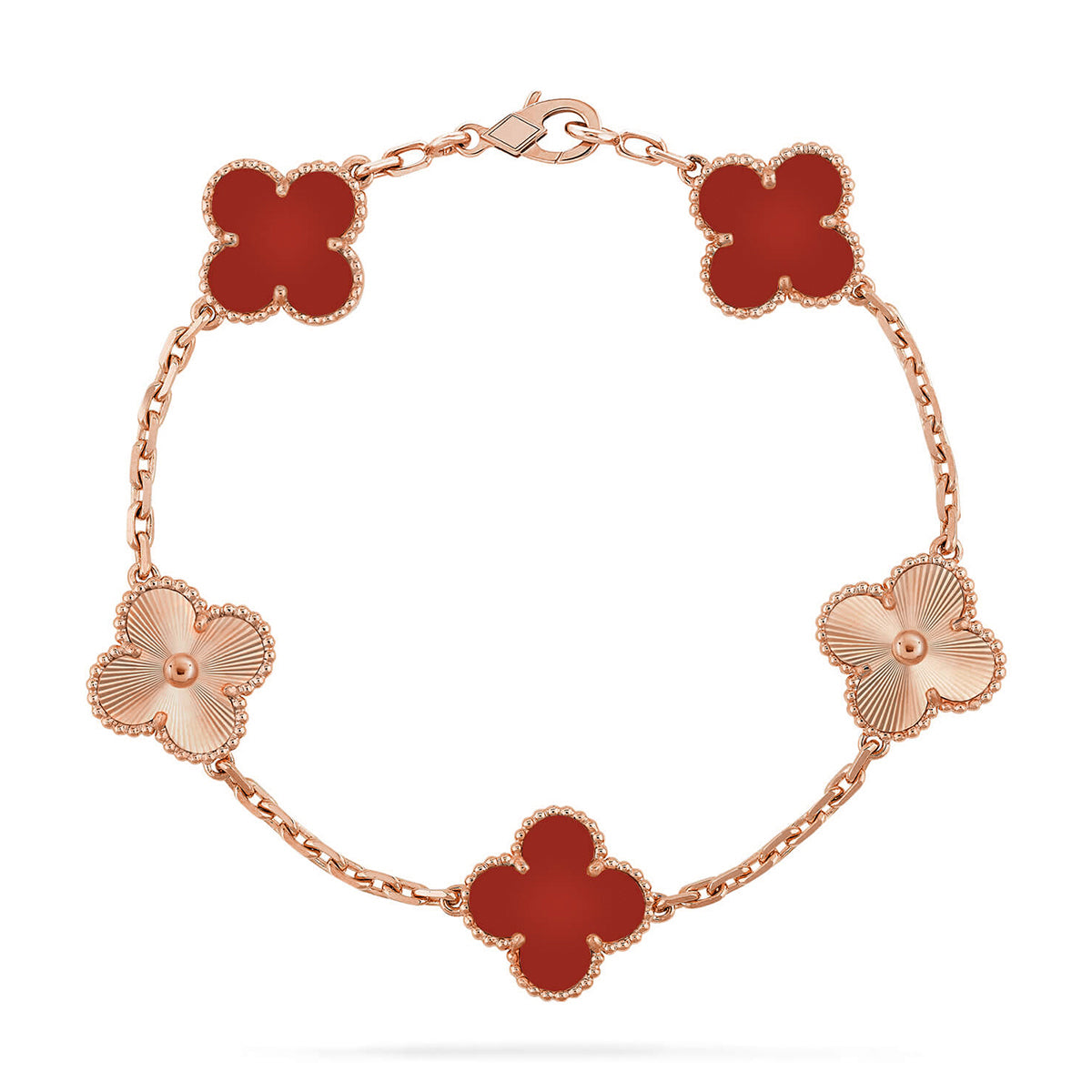 [Radiant Gem]New  CLOVER 5 MOTIF RED CORNELIAN BRACELET COLLECTION