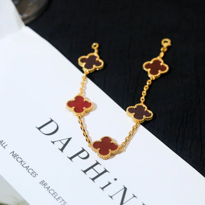 [Radiant Gem]New  CLOVER 5 MOTIF RED CORNELIAN BRACELET COLLECTION