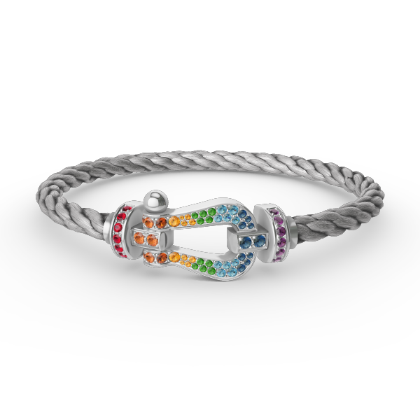 [Radiant Gem]¯FORC LARGE HORSESHOE  COLORED DIAMOND BRACELET SILVER