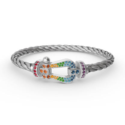 [Radiant Gem]¯FORC LARGE HORSESHOE  COLORED DIAMOND BRACELET SILVER