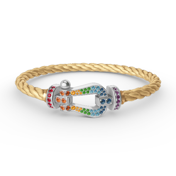 [Radiant Gem]¯FORC LARGE HORSESHOE  COLORED DIAMOND BRACELET SILVER