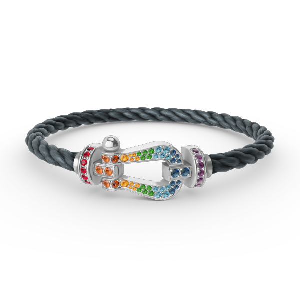 [Radiant Gem]¯FORC LARGE HORSESHOE  COLORED DIAMOND BRACELET SILVER