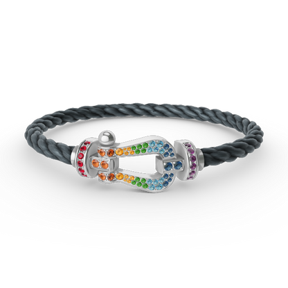 [Radiant Gem]¯FORC LARGE HORSESHOE  COLORED DIAMOND BRACELET SILVER