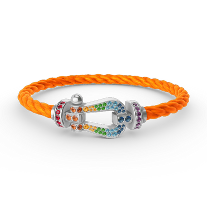 [Radiant Gem]¯FORC LARGE HORSESHOE  COLORED DIAMOND BRACELET SILVER