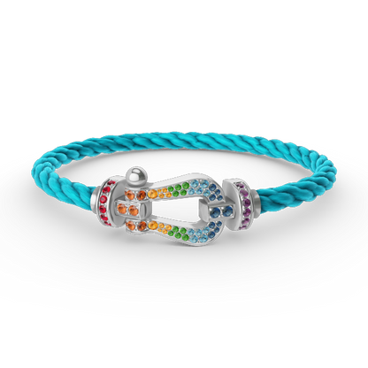 [Radiant Gem]¯FORC LARGE HORSESHOE  COLORED DIAMOND BRACELET SILVER