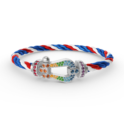 [Radiant Gem]¯FORC LARGE HORSESHOE  COLORED DIAMOND BRACELET SILVER