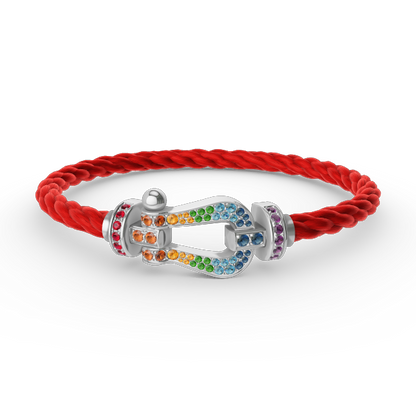 [Radiant Gem]¯FORC LARGE HORSESHOE  COLORED DIAMOND BRACELET SILVER
