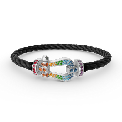 [Radiant Gem]¯FORC LARGE HORSESHOE  COLORED DIAMOND BRACELET SILVER
