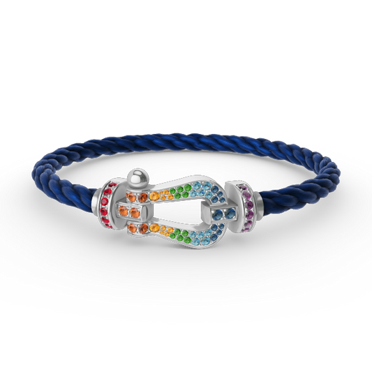 [Radiant Gem]¯FORC LARGE HORSESHOE  COLORED DIAMOND BRACELET SILVER