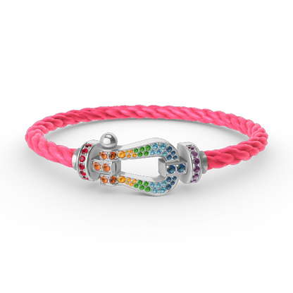 [Radiant Gem]¯FORC LARGE HORSESHOE  COLORED DIAMOND BRACELET SILVER