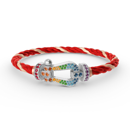[Radiant Gem]¯FORC LARGE HORSESHOE  COLORED DIAMOND BRACELET SILVER