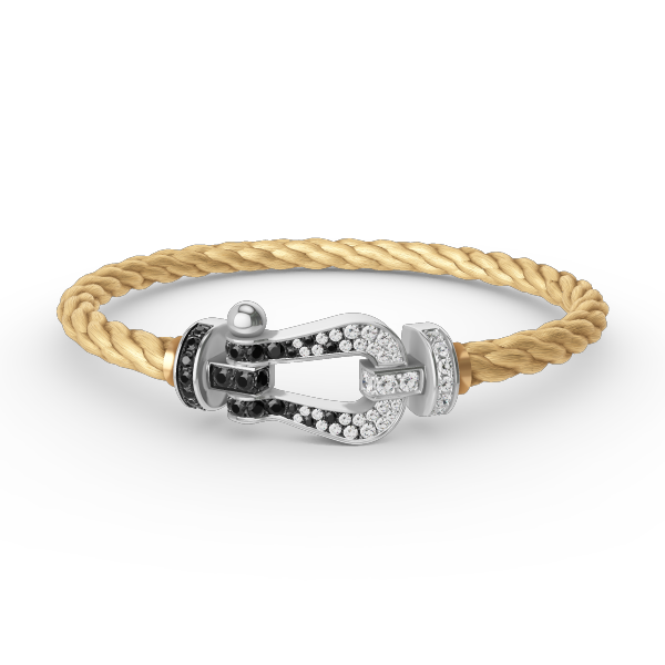 [Radiant Gem]¯FORCE LARGE HORSESHOE BLACK WHITE DIAMOND BRACELET SILVER