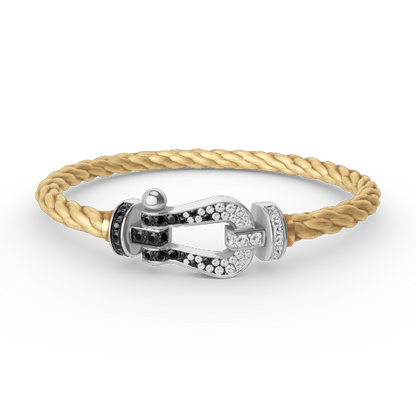 [Radiant Gem]¯FORCE LARGE HORSESHOE BLACK WHITE DIAMOND BRACELET SILVER
