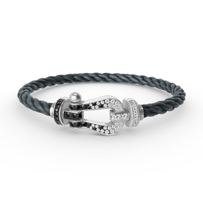 [Radiant Gem]¯FORCE LARGE HORSESHOE BLACK WHITE DIAMOND BRACELET SILVER