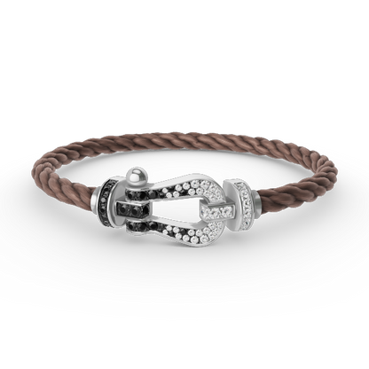 [Radiant Gem]¯FORCE LARGE HORSESHOE BLACK WHITE DIAMOND BRACELET SILVER