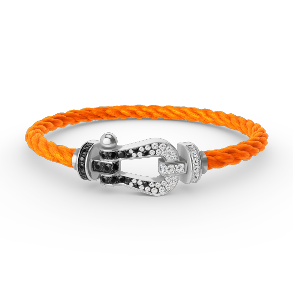 [Radiant Gem]¯FORCE LARGE HORSESHOE BLACK WHITE DIAMOND BRACELET SILVER