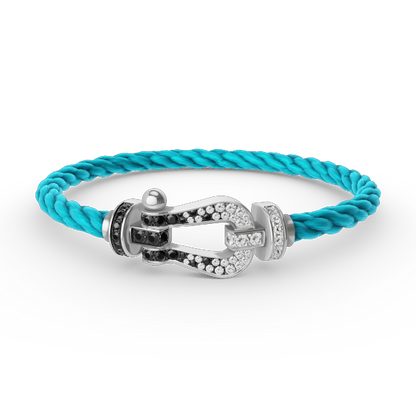 [Radiant Gem]¯FORCE LARGE HORSESHOE BLACK WHITE DIAMOND BRACELET SILVER