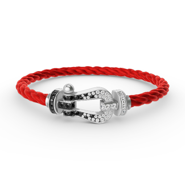 [Radiant Gem]¯FORCE LARGE HORSESHOE BLACK WHITE DIAMOND BRACELET SILVER