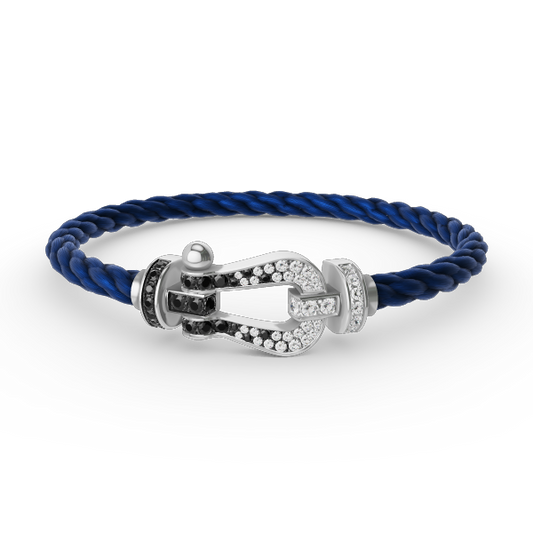 [Radiant Gem]¯FORCE LARGE HORSESHOE BLACK WHITE DIAMOND BRACELET SILVER