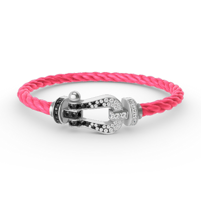 [Radiant Gem]¯FORCE LARGE HORSESHOE BLACK WHITE DIAMOND BRACELET SILVER