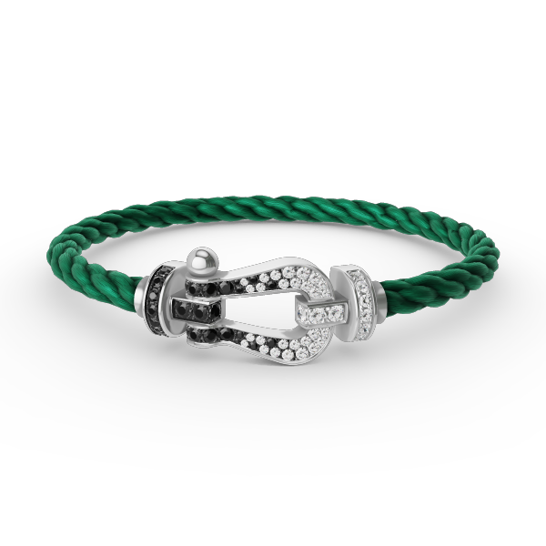 [Radiant Gem]¯FORCE LARGE HORSESHOE BLACK WHITE DIAMOND BRACELET SILVER