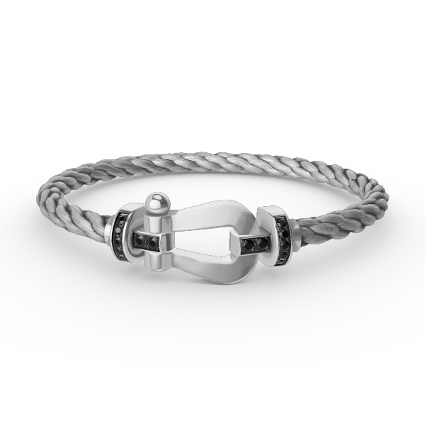 [Radiant Gem]¯FORCE LARGE HORSESHOE BLACK DIAMOND BRACELET SILVER