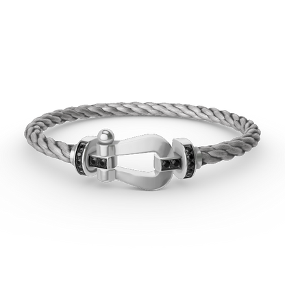 [Radiant Gem]¯FORCE LARGE HORSESHOE BLACK DIAMOND BRACELET SILVER