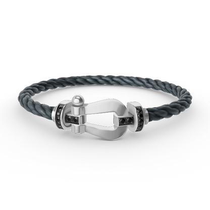 [Radiant Gem]¯FORCE LARGE HORSESHOE BLACK DIAMOND BRACELET SILVER