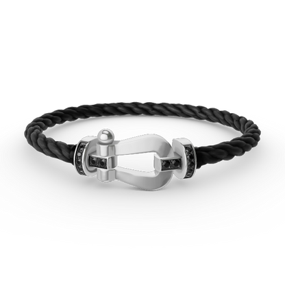 [Radiant Gem]¯FORCE LARGE HORSESHOE BLACK DIAMOND BRACELET SILVER