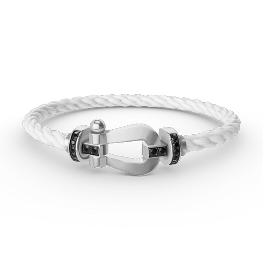 [Radiant Gem]¯FORCE LARGE HORSESHOE BLACK DIAMOND BRACELET SILVER