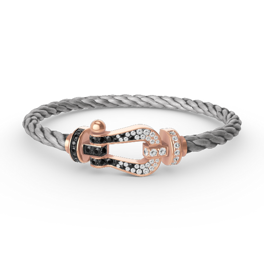 [Radiant Gem]¯FORCE LARGE HORSESHOE BLACK WHITE DIAMOND BRACELET ROSE GOLD