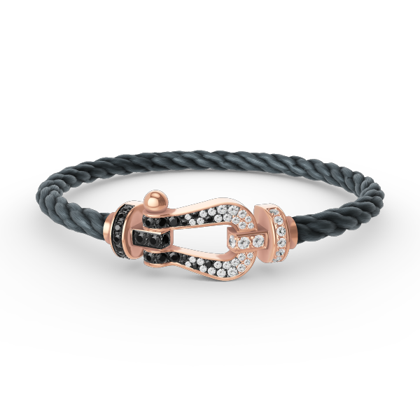 [Radiant Gem]¯FORCE LARGE HORSESHOE BLACK WHITE DIAMOND BRACELET ROSE GOLD