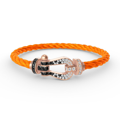 [Radiant Gem]¯FORCE LARGE HORSESHOE BLACK WHITE DIAMOND BRACELET ROSE GOLD