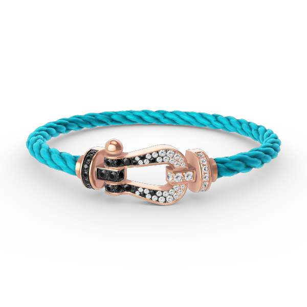 [Radiant Gem]¯FORCE LARGE HORSESHOE BLACK WHITE DIAMOND BRACELET ROSE GOLD