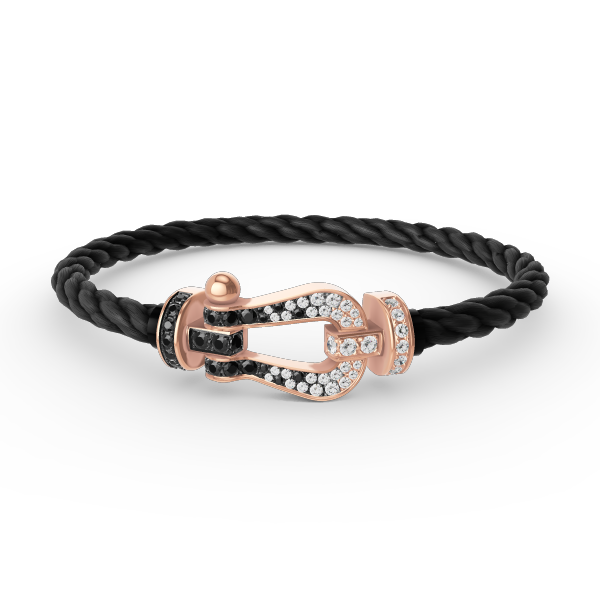[Radiant Gem]¯FORCE LARGE HORSESHOE BLACK WHITE DIAMOND BRACELET ROSE GOLD