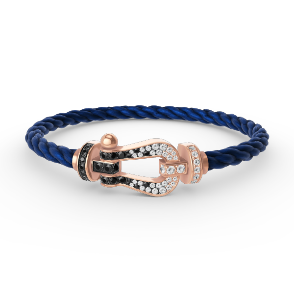 [Radiant Gem]¯FORCE LARGE HORSESHOE BLACK WHITE DIAMOND BRACELET ROSE GOLD