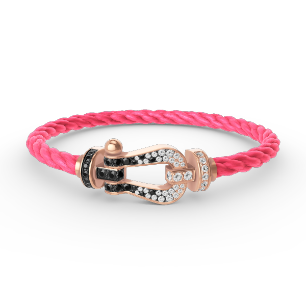 [Radiant Gem]¯FORCE LARGE HORSESHOE BLACK WHITE DIAMOND BRACELET ROSE GOLD