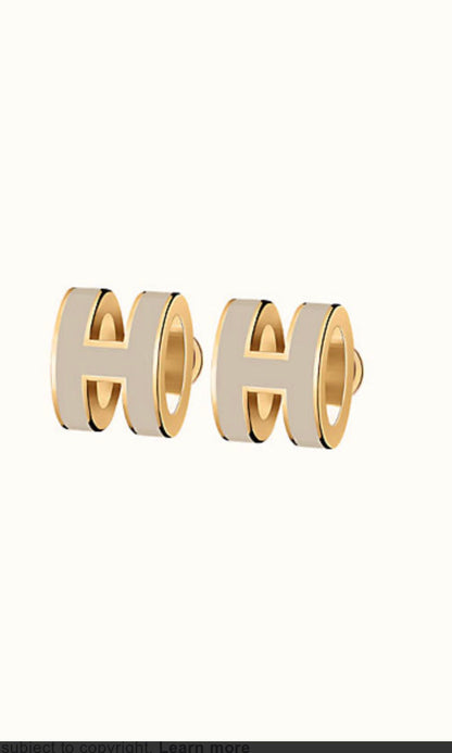 [Radiant Gem]¯MINI POP H GOLD EARRINGS GREY