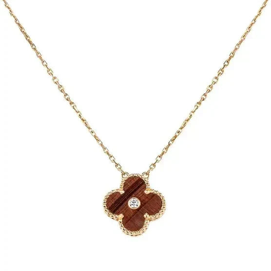 [Radiant Gem]¯CLOVER 15MM DIAMOND AND YELLOW TIGER'S EYE AGATE necklace