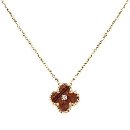 [Radiant Gem]¯CLOVER 15MM DIAMOND AND YELLOW TIGER'S EYE AGATE necklace