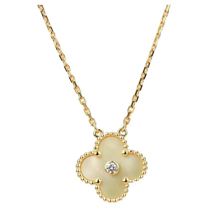 [Radiant Gem]¯CLOVER 15MM DIAMOND GOLD MOTHER OF PEARL NECKLACE