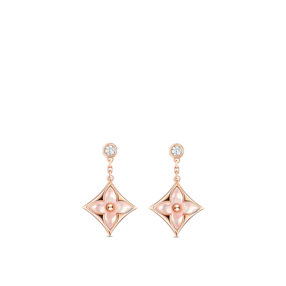 [Radiant Gem]¯DOUBLE STAR PINK GOLD MOP DROP EARRINGS