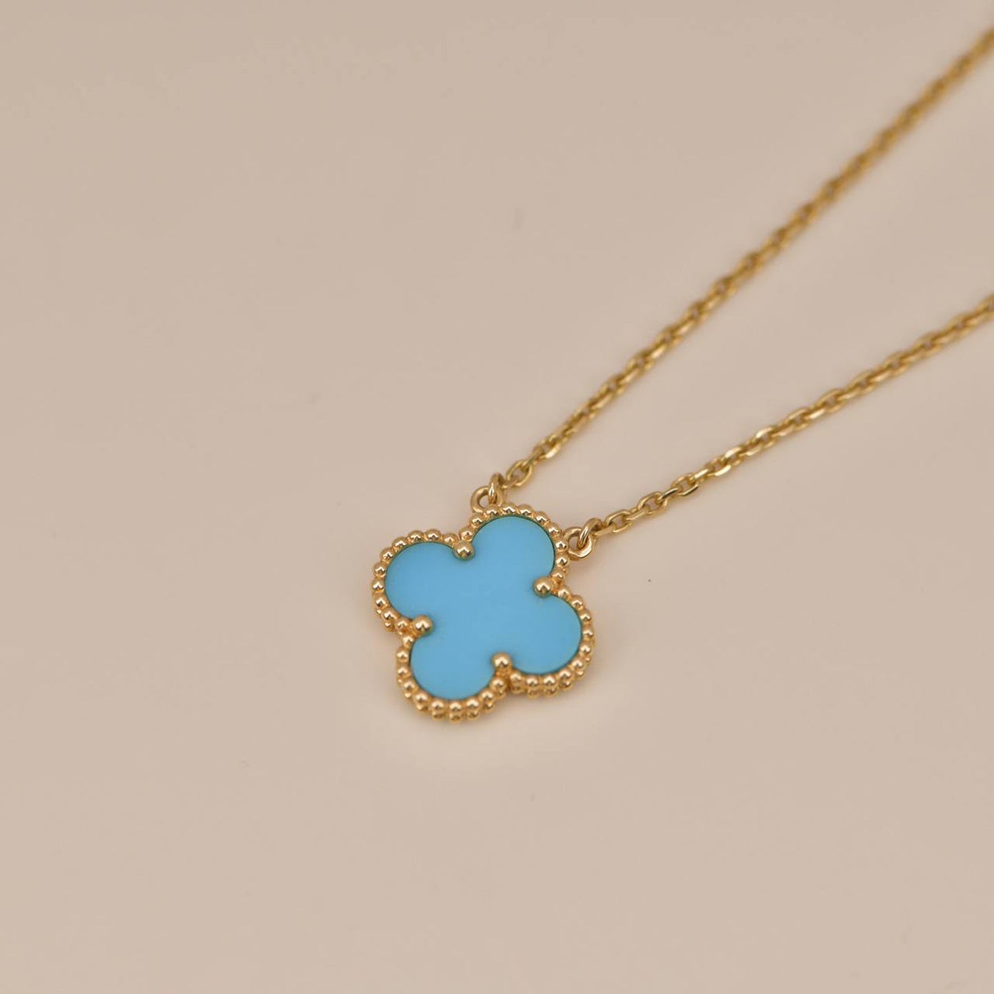 [Radiant Gem]¯CLOVER 15MM VINTAGE TURQUOISE NECKLACE