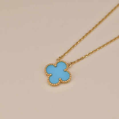 [Radiant Gem]¯CLOVER 15MM VINTAGE TURQUOISE NECKLACE